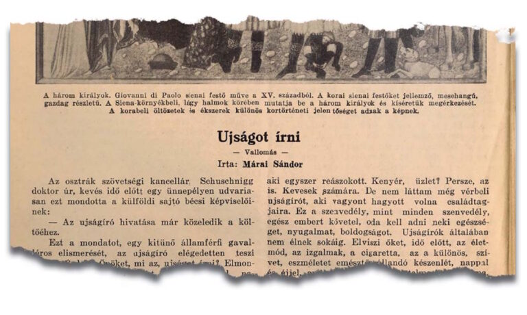 Újságot írni idegállapot – Márai a sajtóról